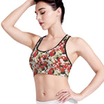 Floral Kimono Pattern Print Women's Sports Bra