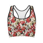 Floral Kimono Pattern Print Women's Sports Bra