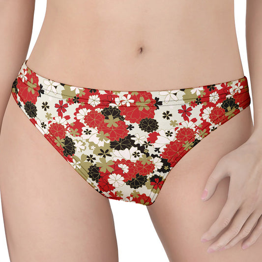 Floral Kimono Pattern Print Women's Thong