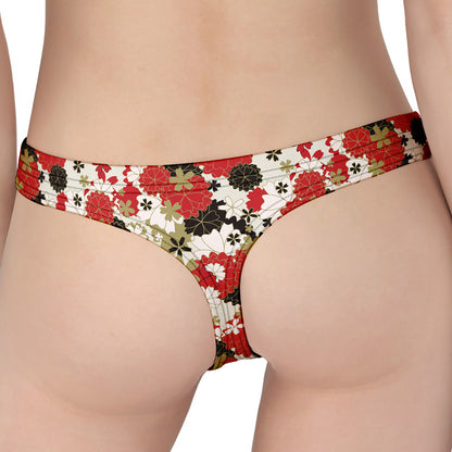 Floral Kimono Pattern Print Women's Thong