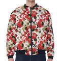 Floral Kimono Pattern Print Zip Sleeve Bomber Jacket