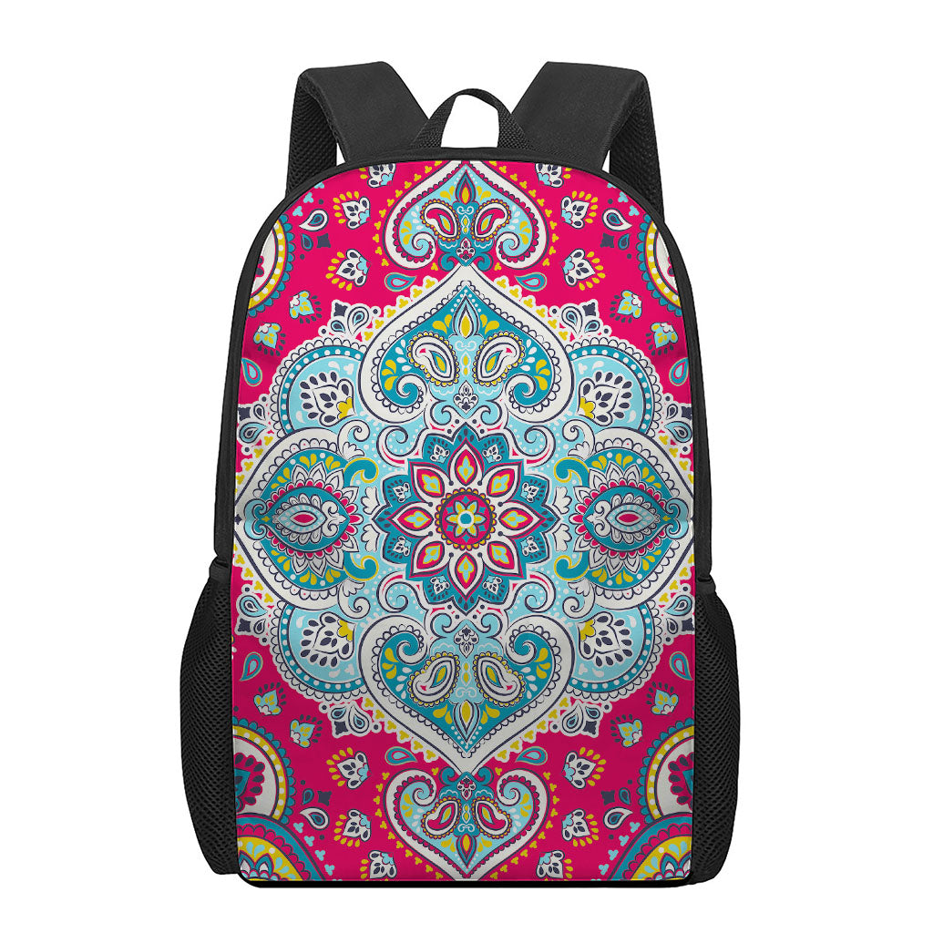 Floral Paisley Mandala Print 17 Inch Backpack