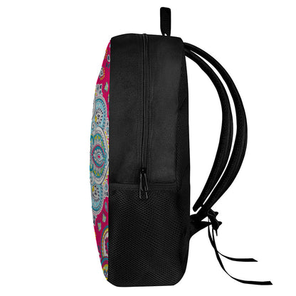 Floral Paisley Mandala Print 17 Inch Backpack