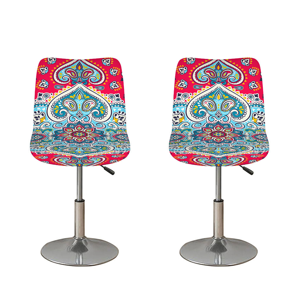 Floral Paisley Mandala Print Bar Stool Covers