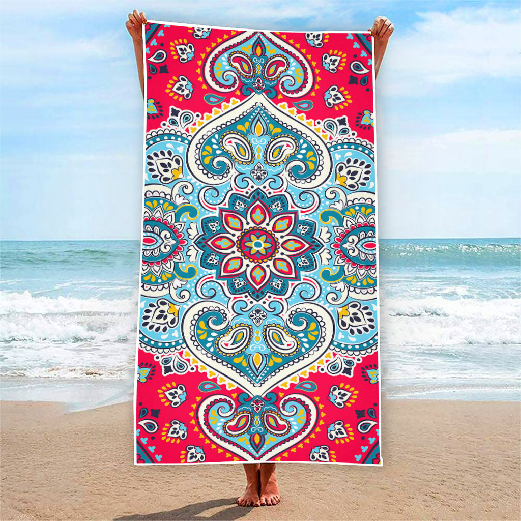 Floral Paisley Mandala Print Beach Towel