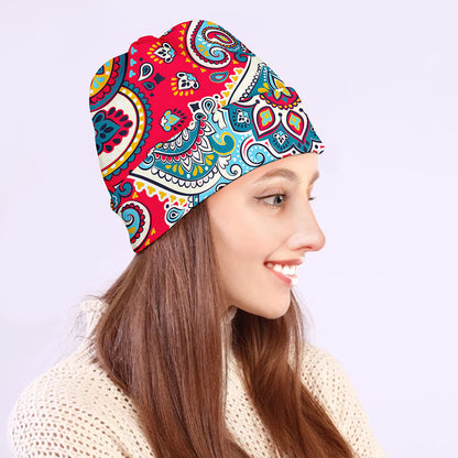 Floral Paisley Mandala Print Beanie