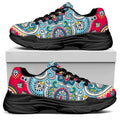Floral Paisley Mandala Print Black Chunky Shoes