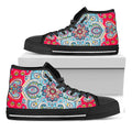 Floral Paisley Mandala Print Black High Top Sneakers