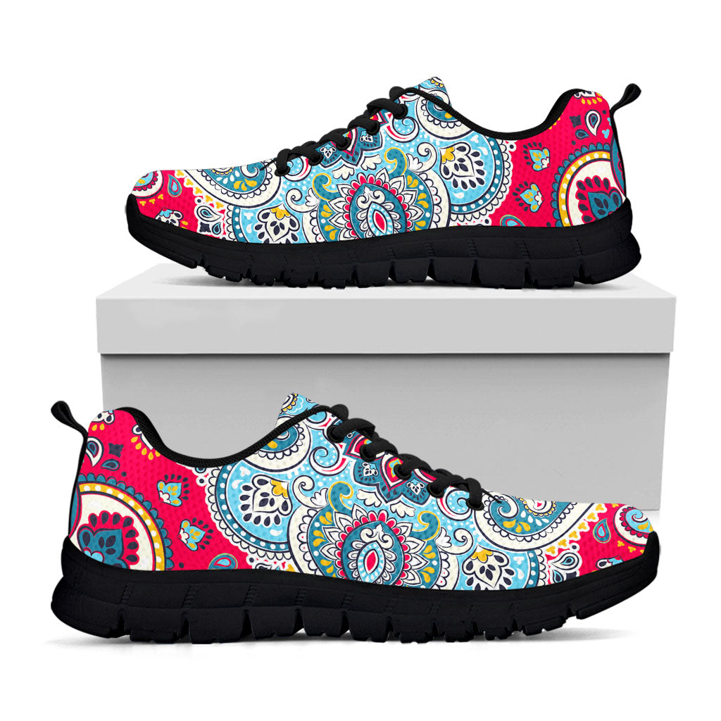 Floral Paisley Mandala Print Black Running Shoes