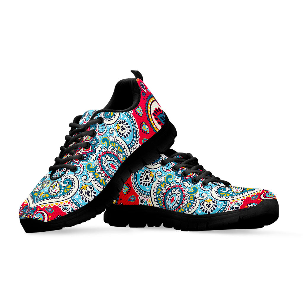 Floral Paisley Mandala Print Black Running Shoes