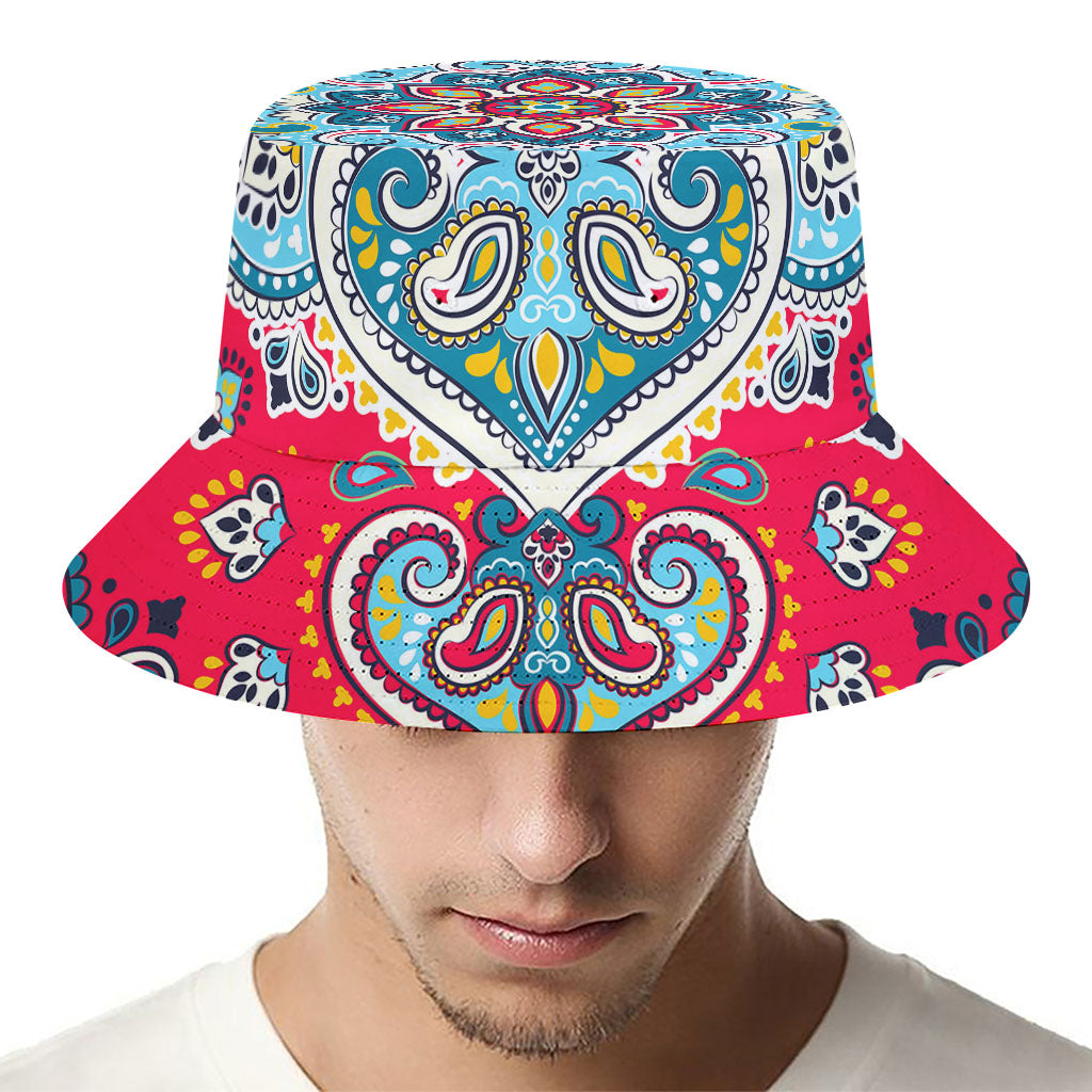 Floral Paisley Mandala Print Bucket Hat