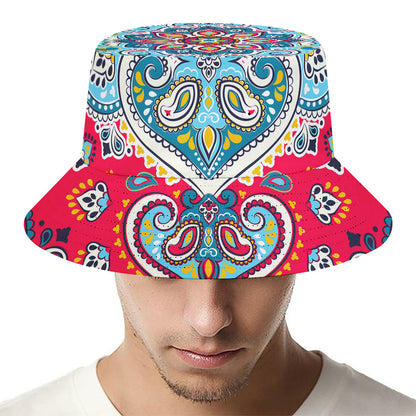 Floral Paisley Mandala Print Bucket Hat