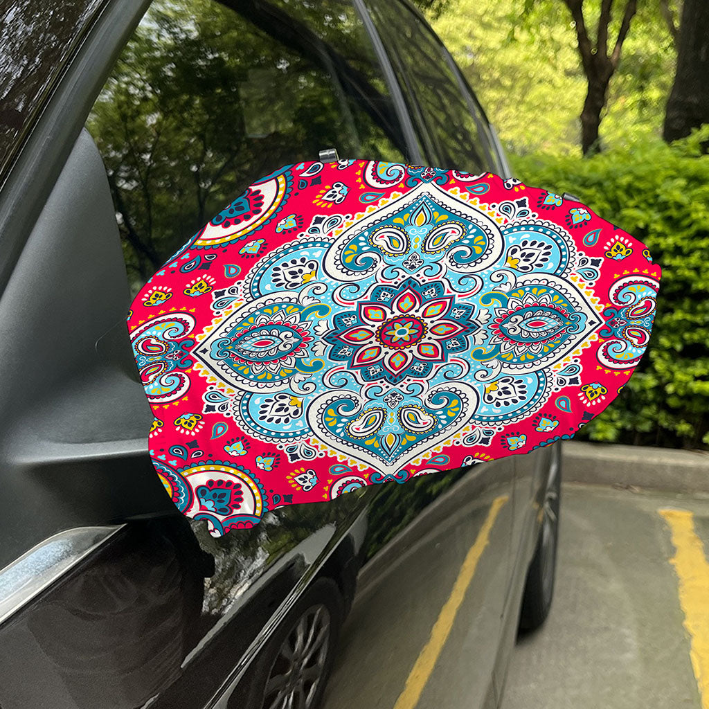 Floral Paisley Mandala Print Car Side Mirror Covers