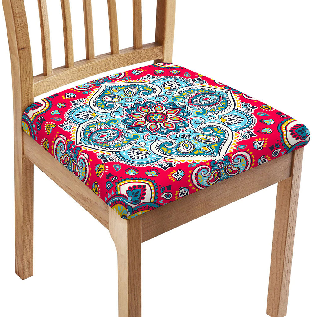 Floral Paisley Mandala Print Chair Cushion Cover