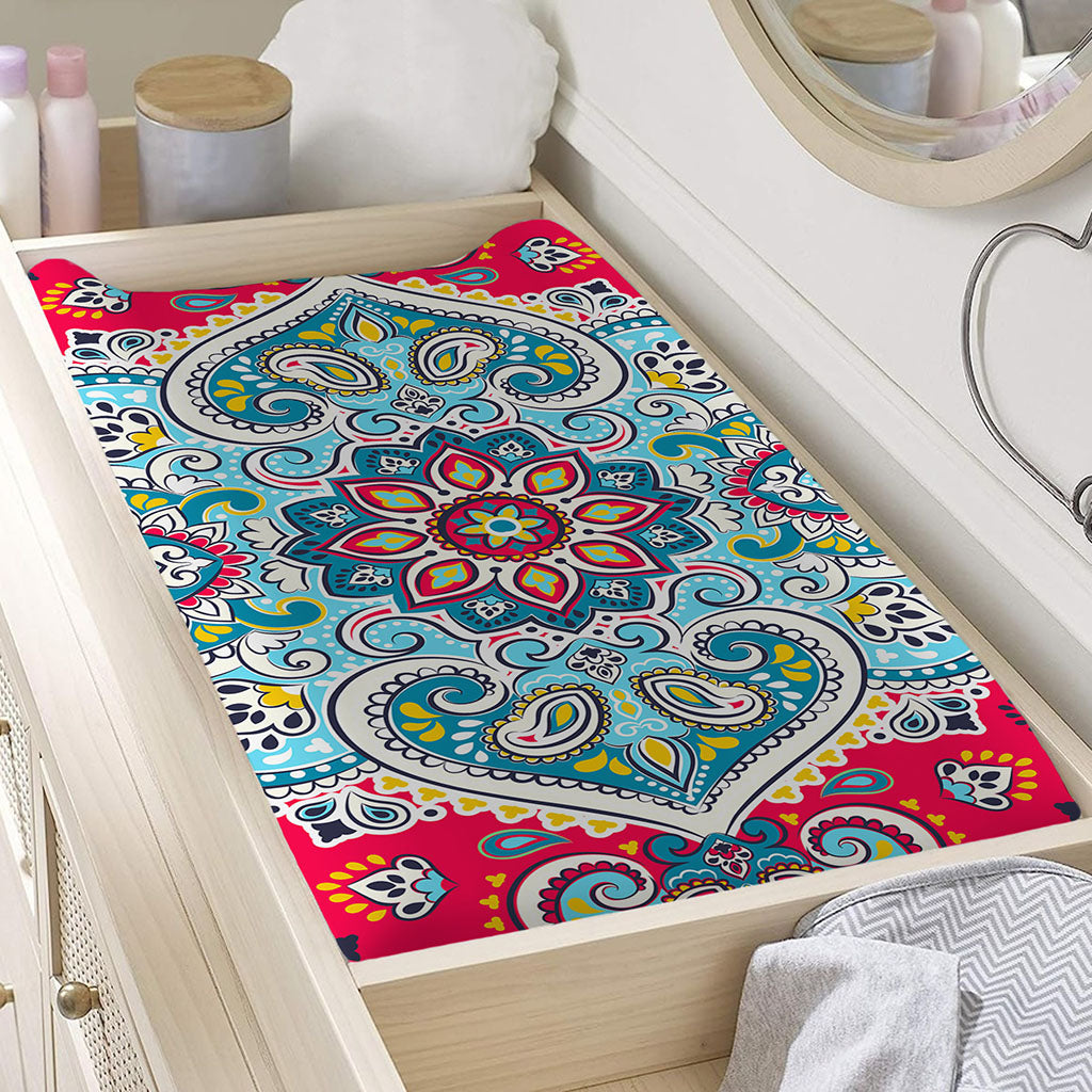 Floral Paisley Mandala Print Changing Pad Cover