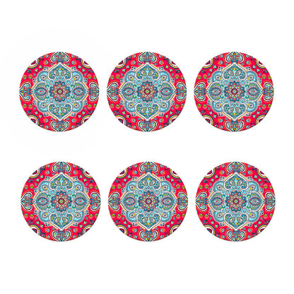 Floral Paisley Mandala Print Coaster Set