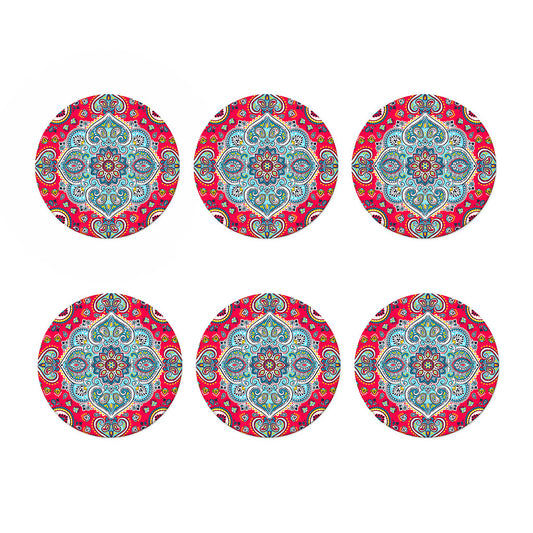 Floral Paisley Mandala Print Coaster Set