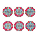 Floral Paisley Mandala Print Coaster Set
