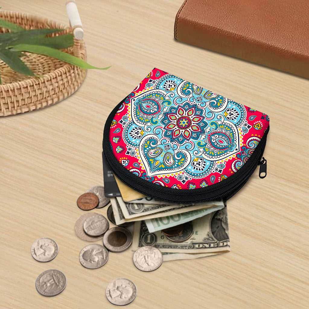 Floral Paisley Mandala Print Coin Purse