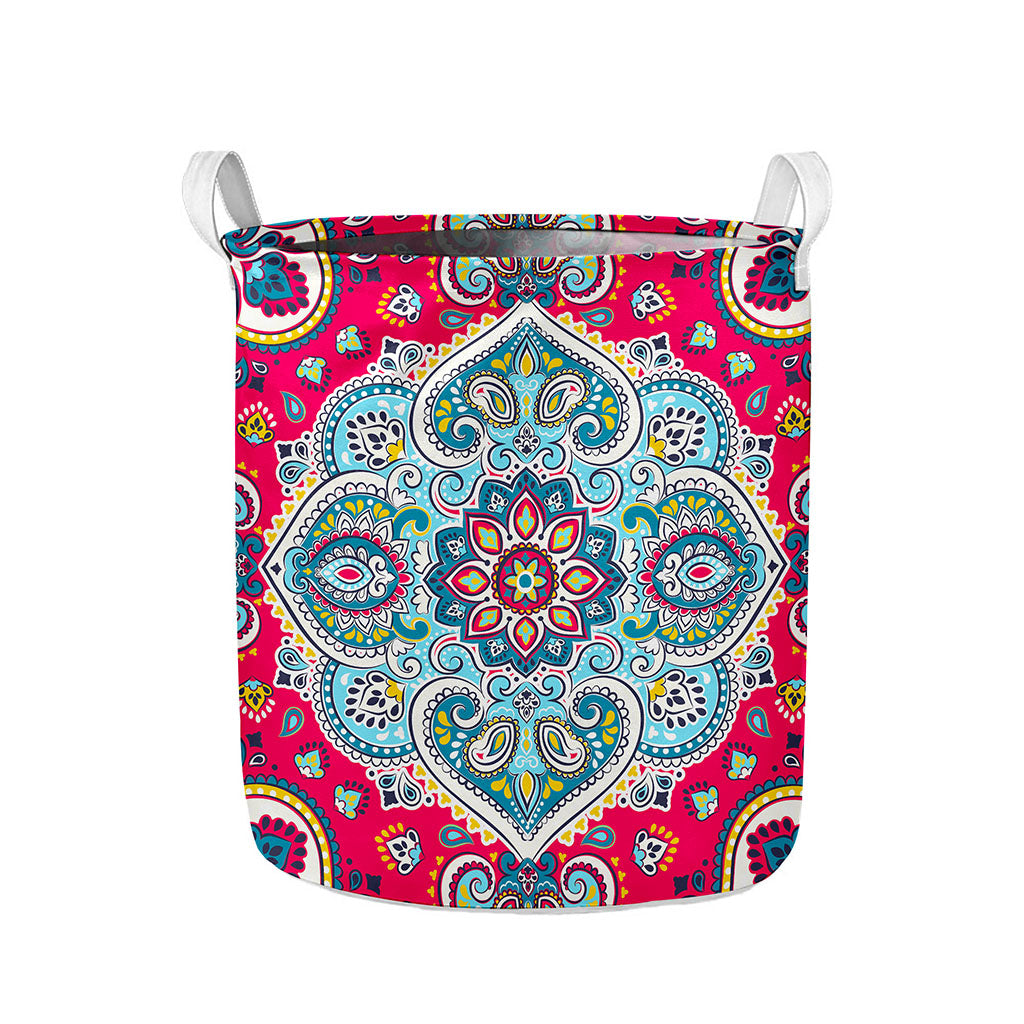 Floral Paisley Mandala Print Collapsible Laundry Basket