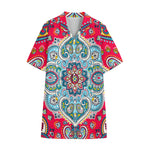 Floral Paisley Mandala Print Cotton Hawaiian Shirt