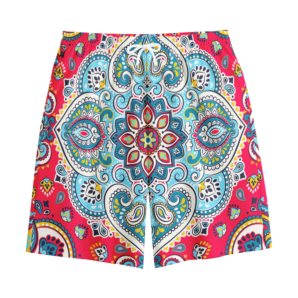 Floral Paisley Mandala Print Cotton Shorts