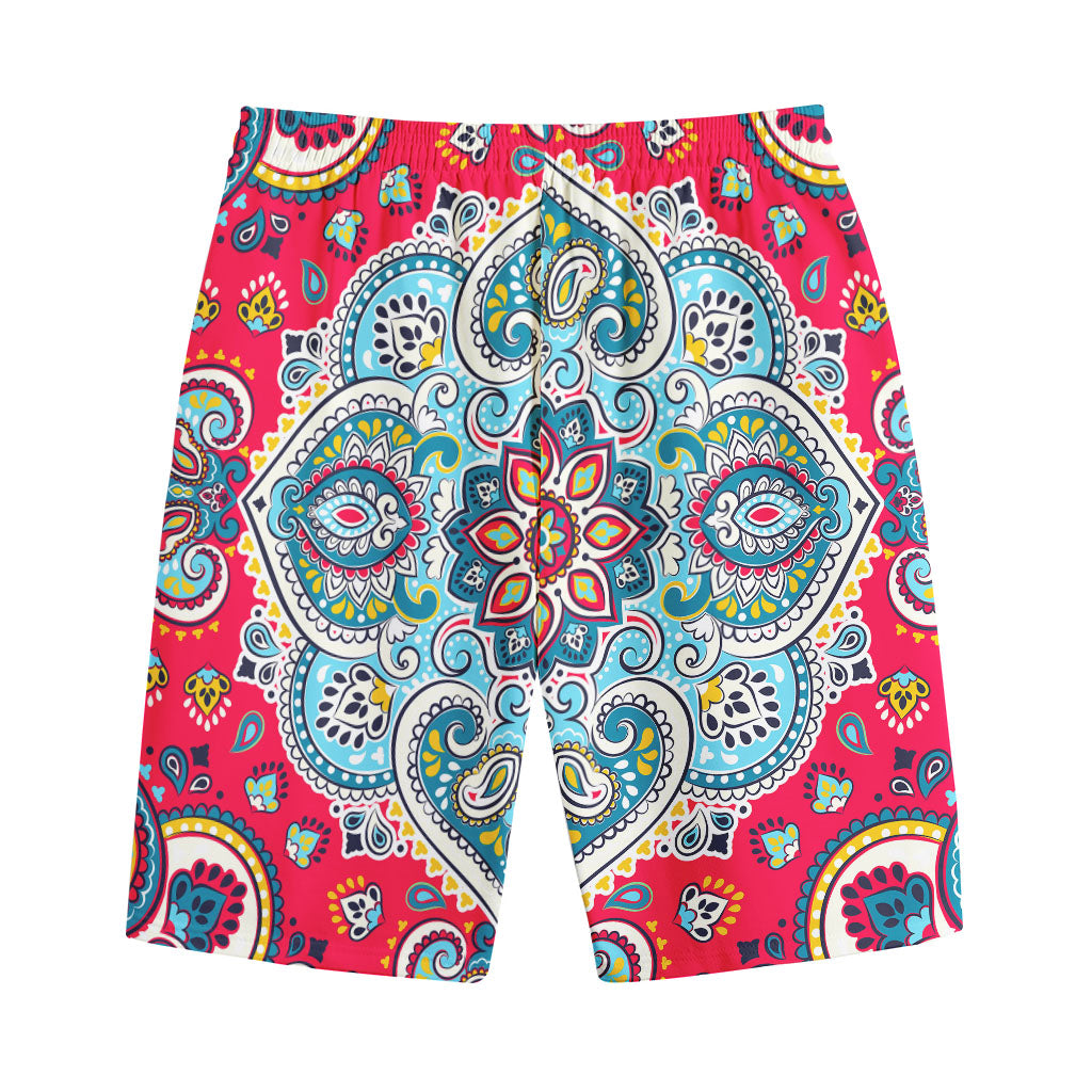 Floral Paisley Mandala Print Cotton Shorts