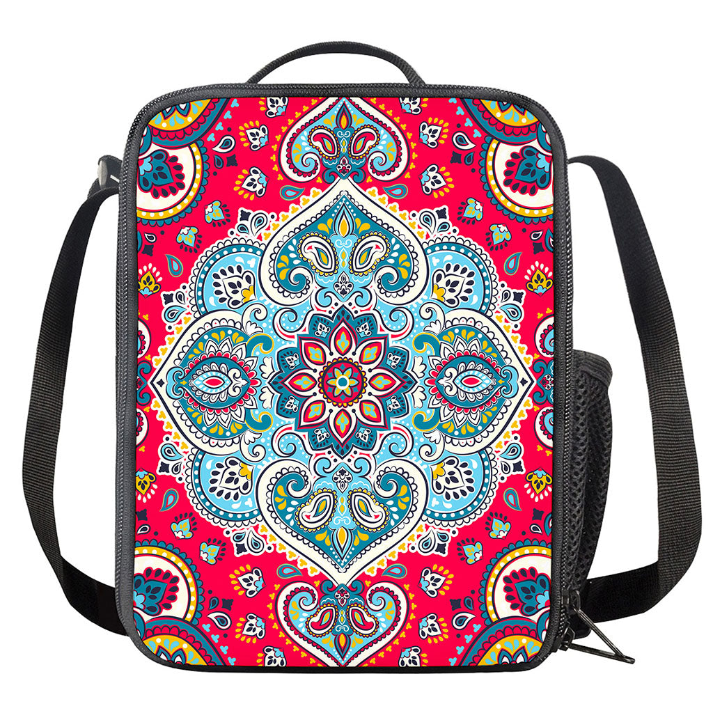 Floral Paisley Mandala Print Crossbody Lunch Bag