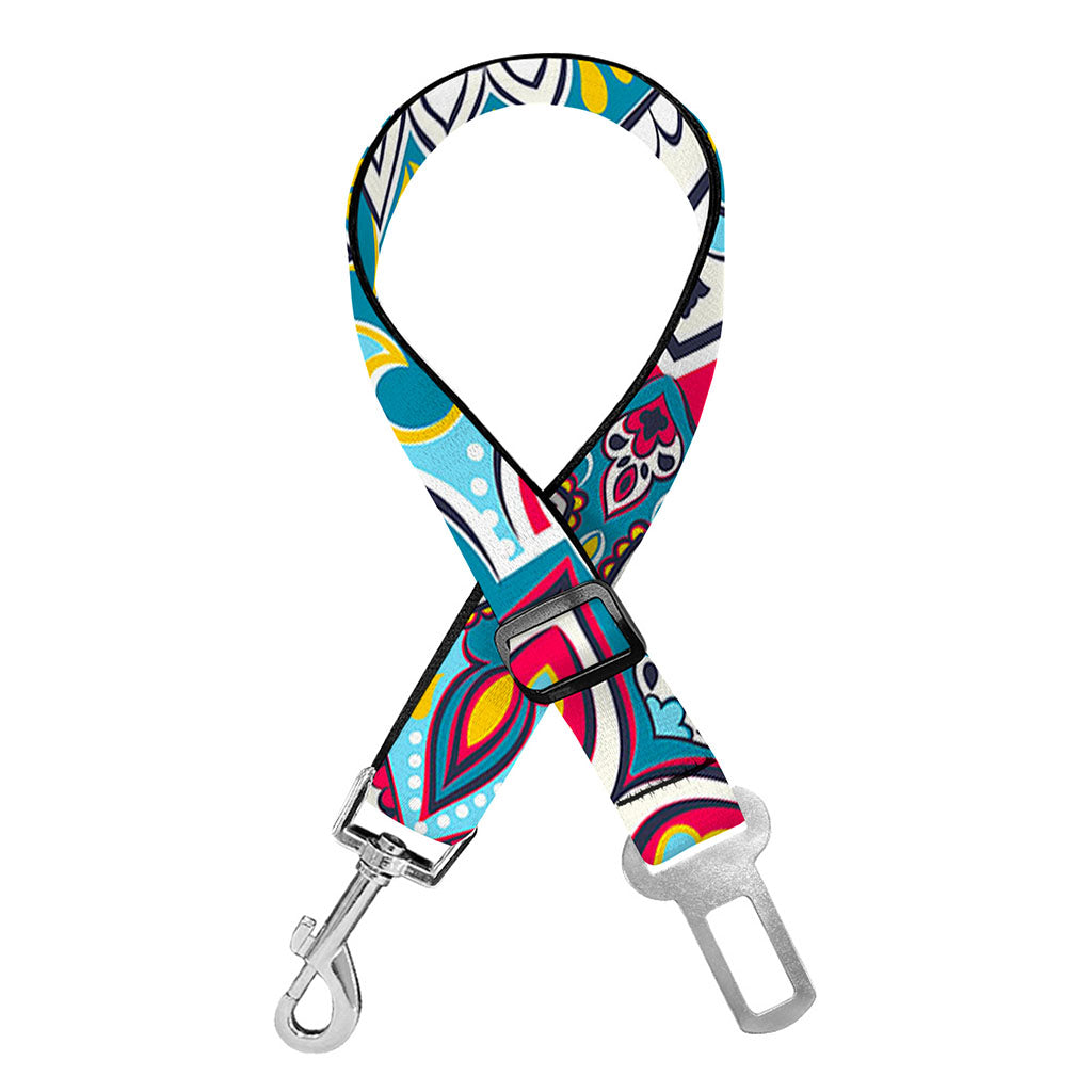 Floral Paisley Mandala Print Dog Seat Belt