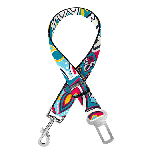 Floral Paisley Mandala Print Dog Seat Belt