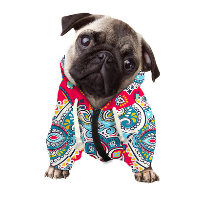 Floral Paisley Mandala Print Dog Zip Up Hoodie