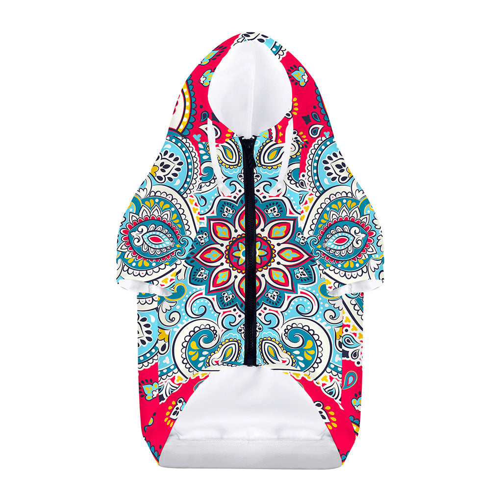 Floral Paisley Mandala Print Dog Zip Up Hoodie