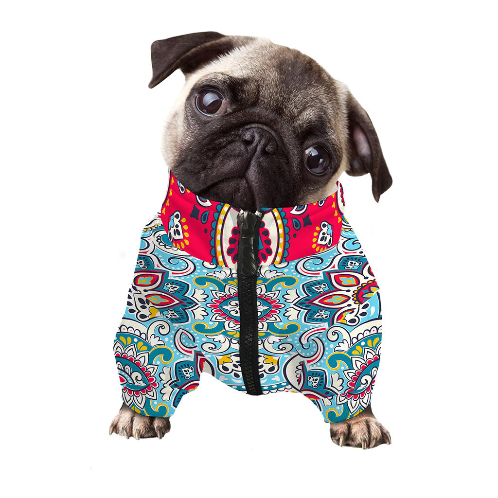 Floral Paisley Mandala Print Dog Zip Up Jacket