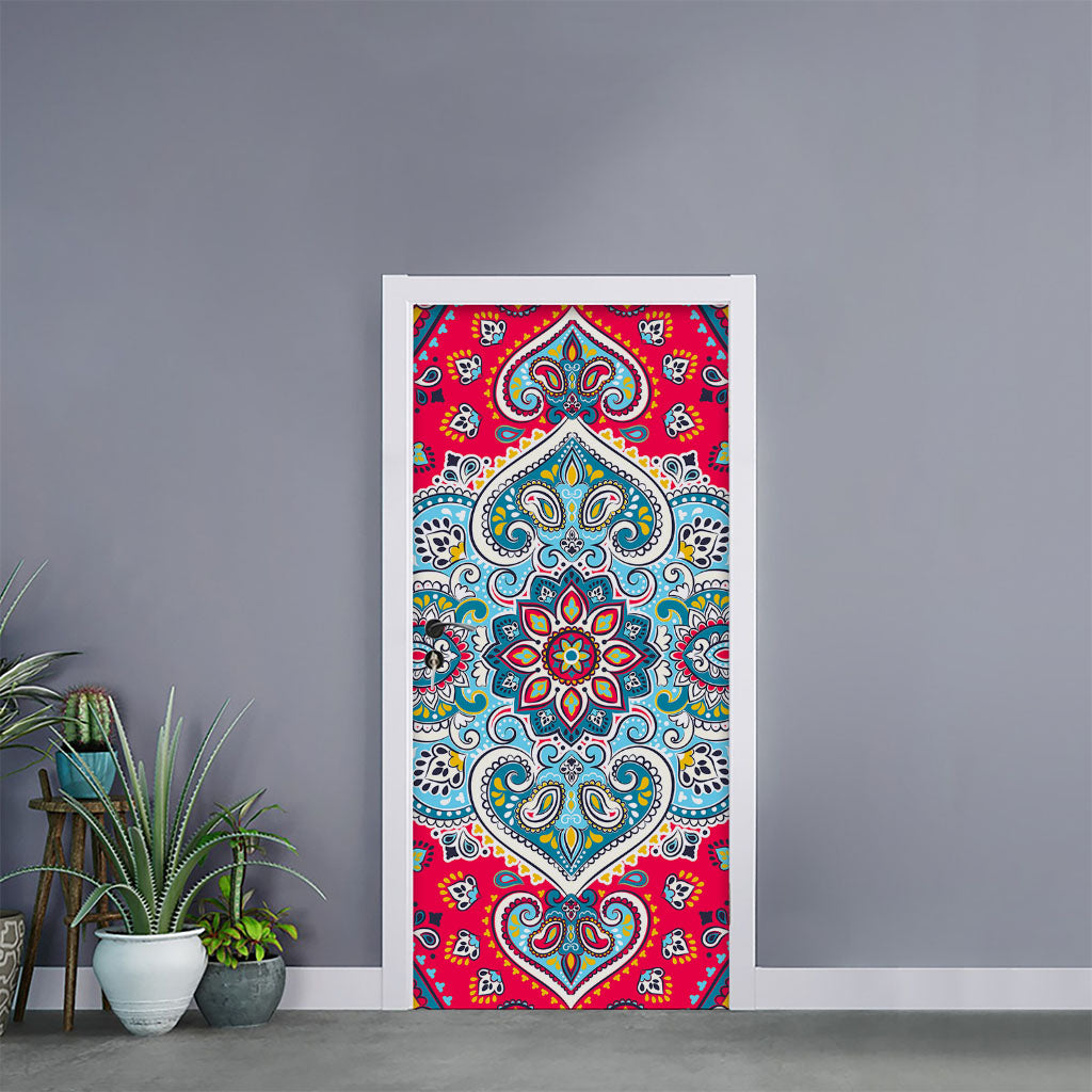 Floral Paisley Mandala Print Door Sticker