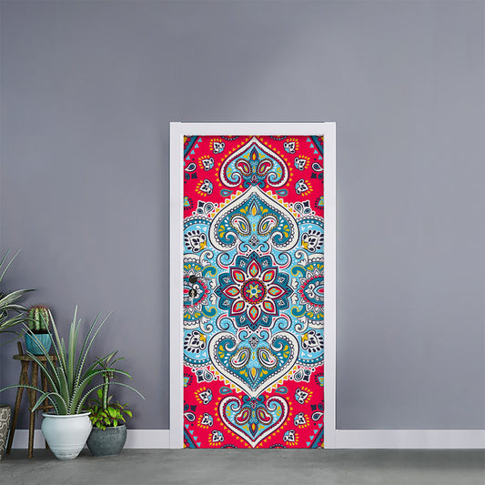 Floral Paisley Mandala Print Door Sticker