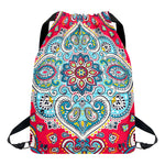 Floral Paisley Mandala Print Drawstring Backpack