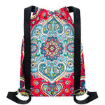 Floral Paisley Mandala Print Drawstring Backpack