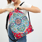 Floral Paisley Mandala Print Drawstring Backpack