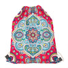 Floral Paisley Mandala Print Drawstring Bag