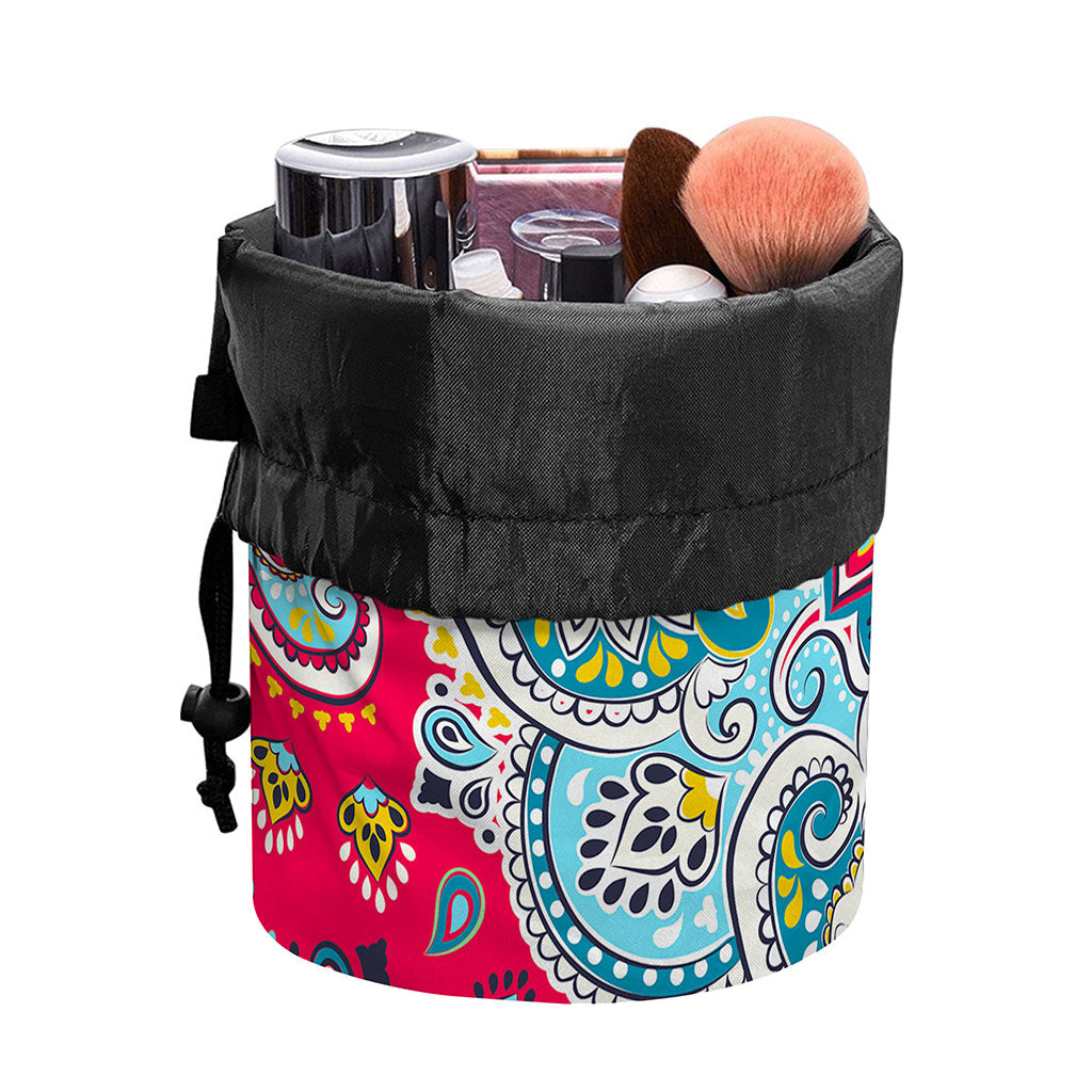 Floral Paisley Mandala Print Drawstring Makeup Bag
