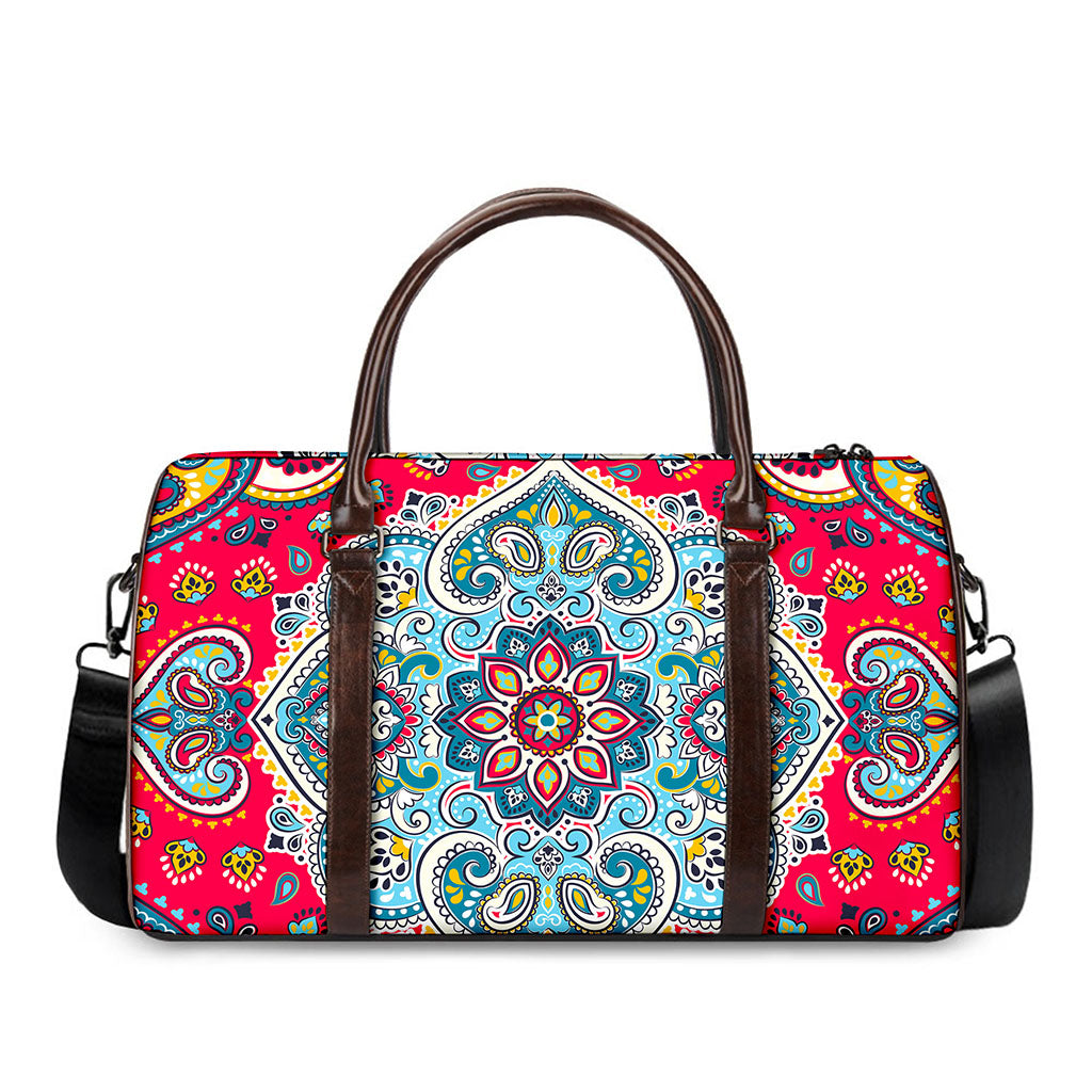 Floral Paisley Mandala Print Duffle Bag