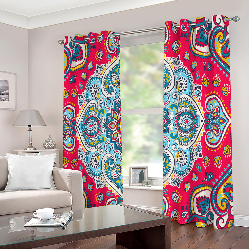 Floral Paisley Mandala Print Extra Wide Grommet Curtains