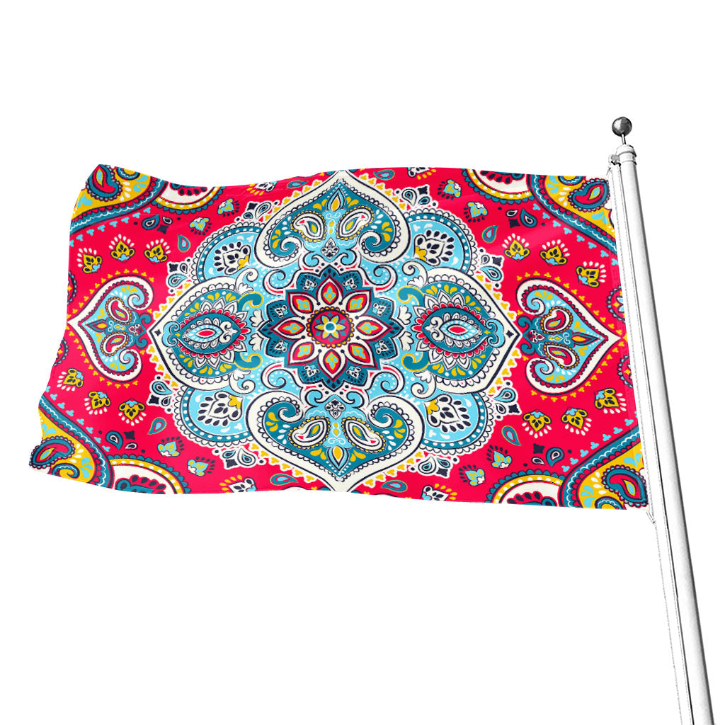Floral Paisley Mandala Print Flag