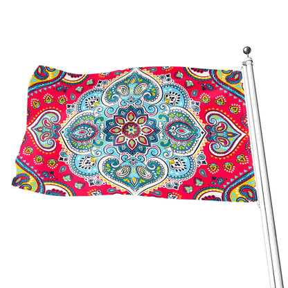Floral Paisley Mandala Print Flag