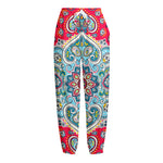 Floral Paisley Mandala Print Fleece Lined Knit Pants