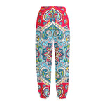 Floral Paisley Mandala Print Fleece Lined Knit Pants
