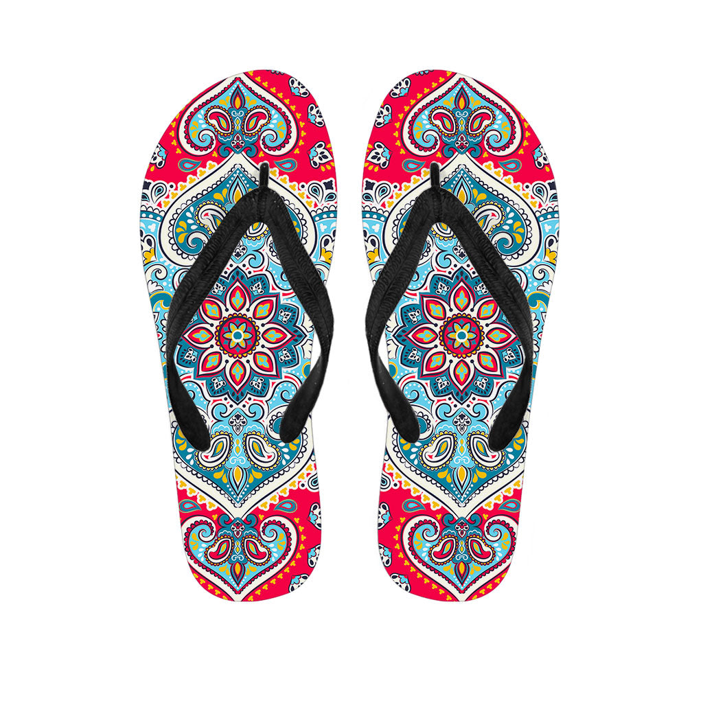Floral Paisley Mandala Print Flip Flops