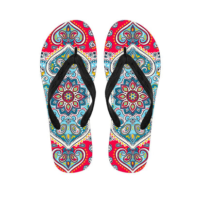 Floral Paisley Mandala Print Flip Flops
