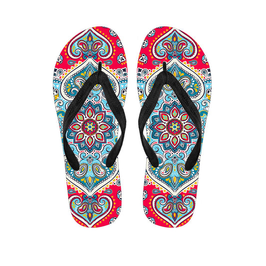 Floral Paisley Mandala Print Flip Flops