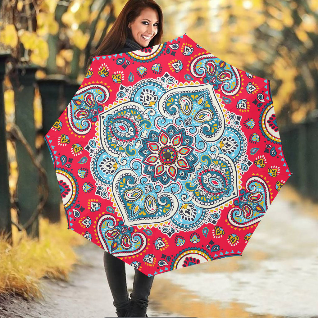Floral Paisley Mandala Print Foldable Umbrella